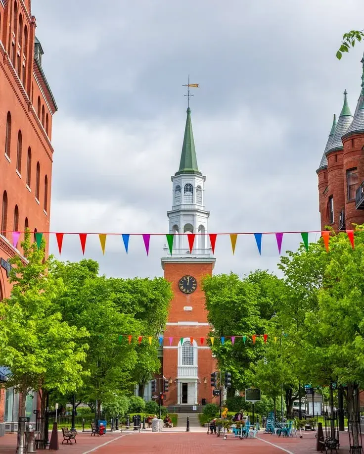 Burlington is known for its natural beauty, quiet surroundings, and charming New England lifestyle.