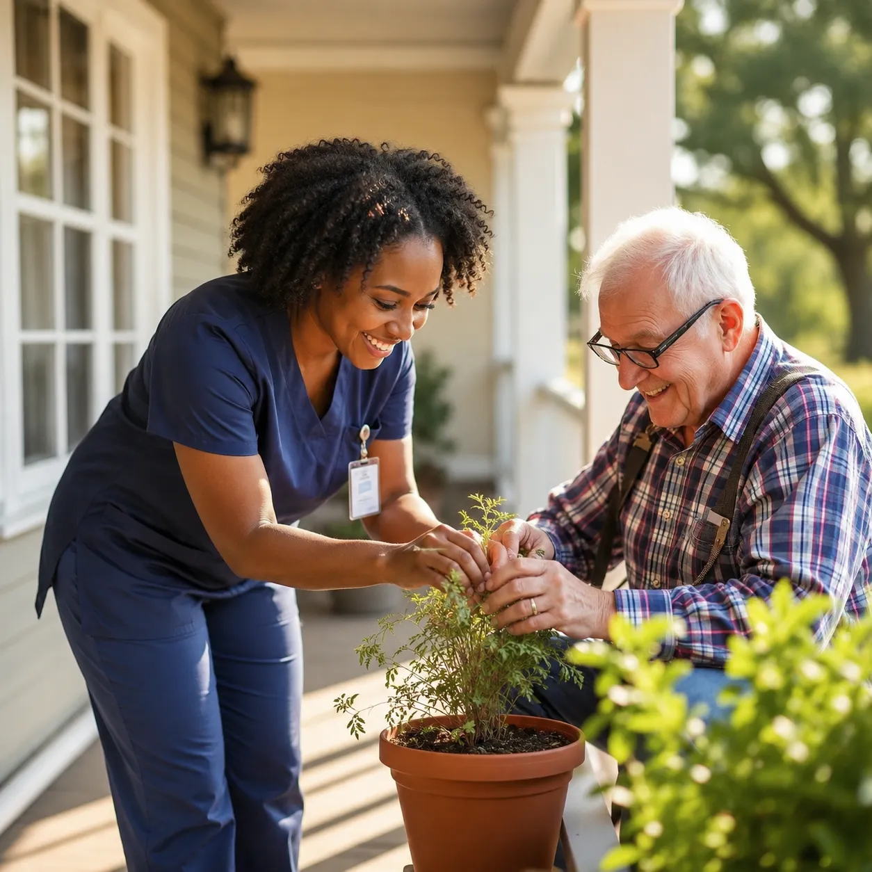 Respite Care — Morning Star caregiver with client