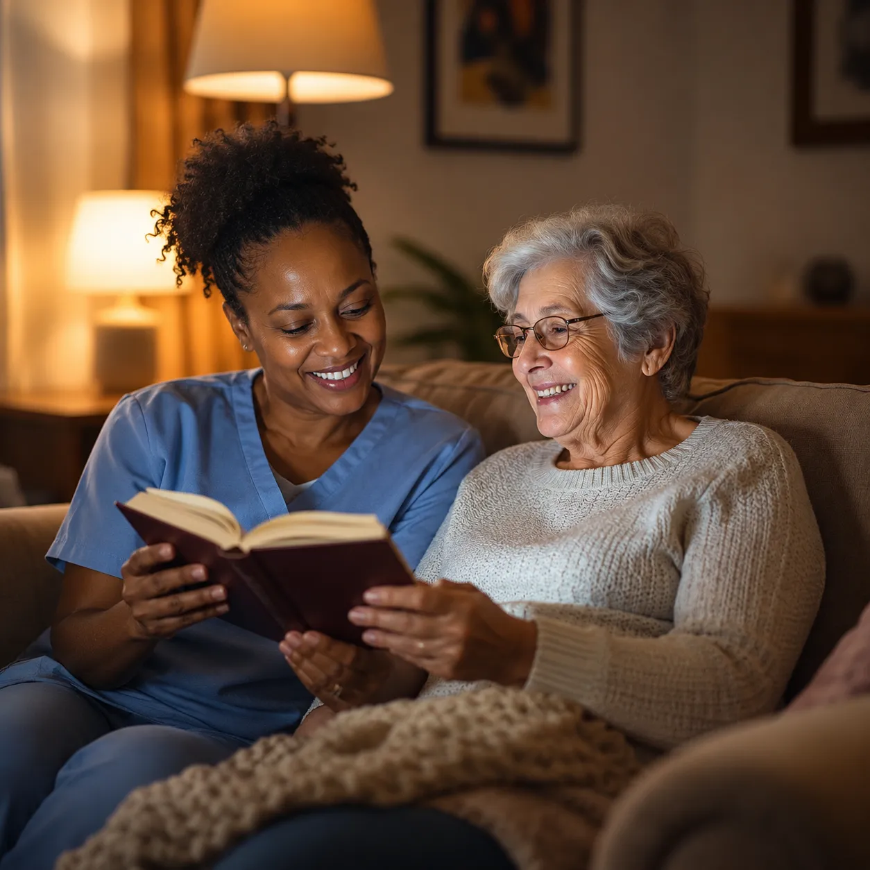Overnight Care — Morning Star caregiver with client
