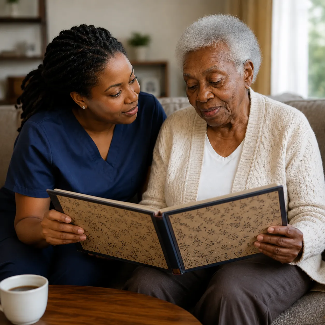 Alzheimer’s/Dementia Support — Morning Star caregiver with a client